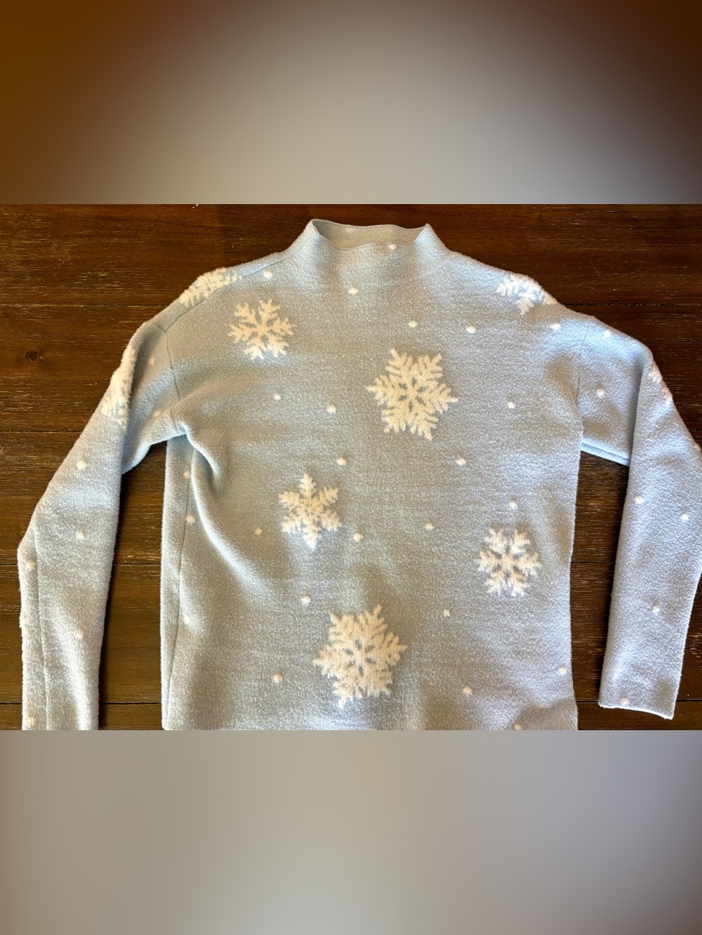 Rachel Zoe Light Blue Snowflake Mock Neck Sweater